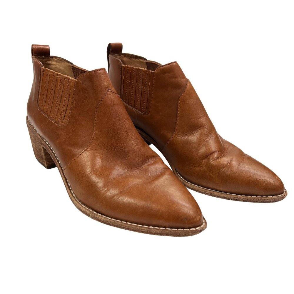 Madewell Brown Leather Western-Style Ankle Boots  Size 8.5